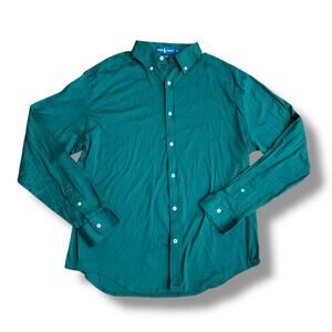 Ralph Lauren Men Size XL Green Long Sleeve 100% Cotton Jersey Button Shirt Pony